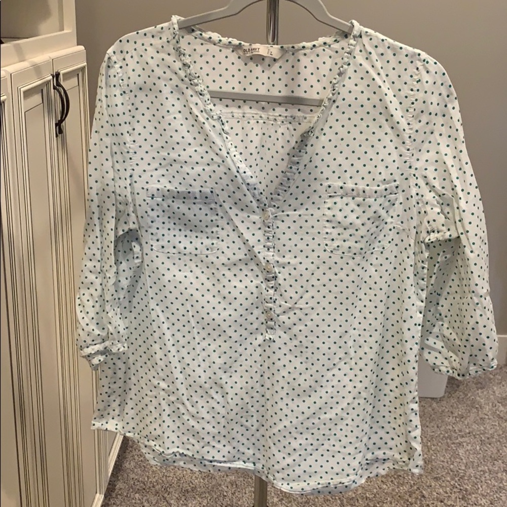V Neck Polka Dot Blouse